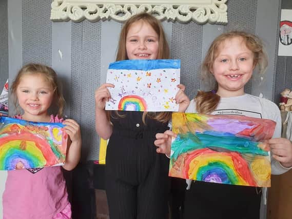 Suzanne Critchley shared this picture of Mia-Hope, 9, Alyssa, 7, and Abi-Mae, 5, with their work