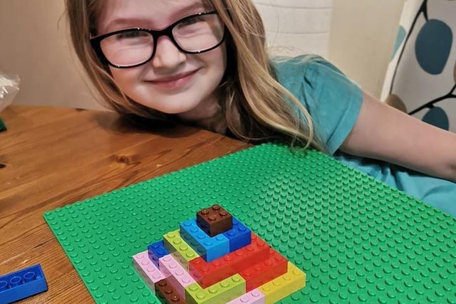 Elodie, 6 had a maths lesson using lego 3D shapes