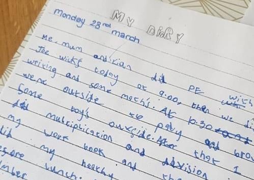 Lyle age 6 did a diary entry of his day