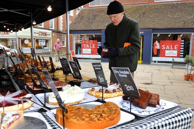 Horsham Food Market goes ahead on Thursday 19th March, traders carry on in adversity. Pic Steve Robards SR2003192 SUS-200319-174311001