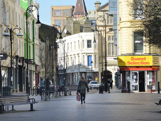 Coronavirus: Hastings town centre pictured on day one of the  UK lockdown. SUS-200324-111458001