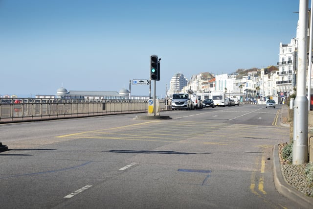 Coronavirus: Hastings seafront pictured on day one of the  UK lockdown. SUS-200324-111514001