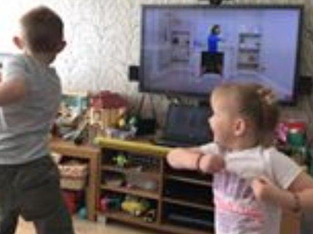 Matilda, 3, and Oakley, 6, got a morning work out in with Joe Wicks, did some maths, practiced Yoga and learned more about the sun- photo courtsey of Emma Webb
