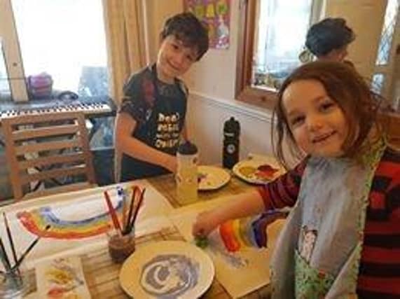 Harvey, 9, took a morning maths class, and spent the afternoon painting rainbows with 6 year old Gracey- photo courtsey of Lucy Elder 9_dwBJmAC-PeQZnLDAf0