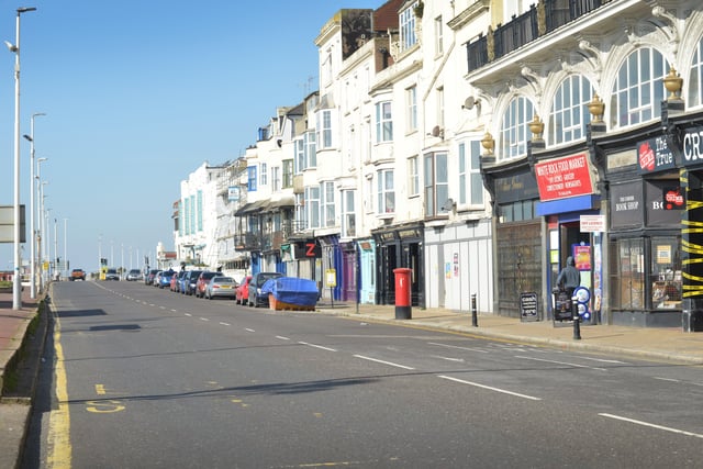 Coronavirus: Hastings seafront pictured on day one of the  UK lockdown. SUS-200324-111234001