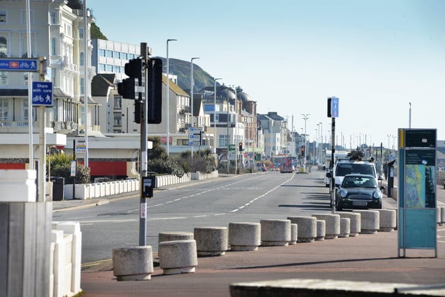 Coronavirus: Hastings seafront pictured on day one of the  UK lockdown. SUS-200324-111219001