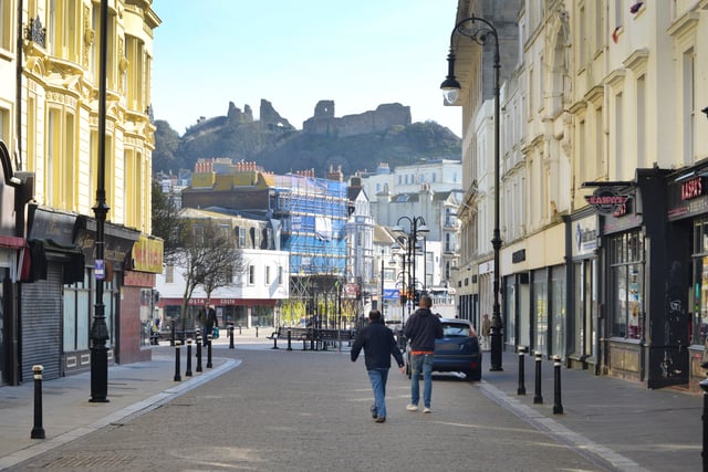 Coronavirus: Hastings town centre pictured on day one of the  UK lockdown. SUS-200324-111415001