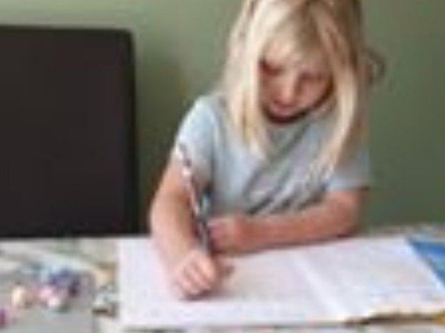 Gabriella, 6, did some Yoga, made a birthday card for her friend and caught up with her fractions