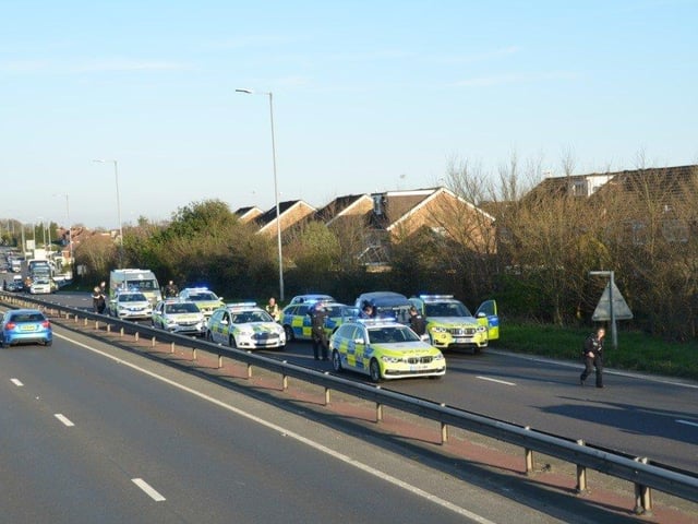 Officers stopped a car on the A27 near Worthing after a long chase SUS-200325-112527001