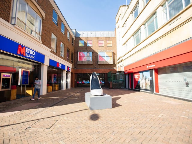 Not a soul around at the entrance to the Grosvenor Centre. Photo: Leila Coker