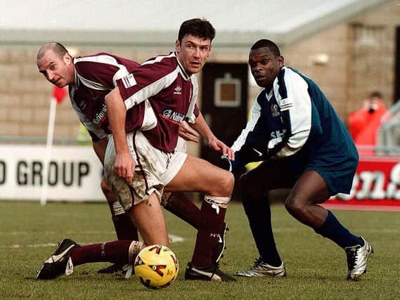 Action from the Cobblers' 0-0 draw with Peterborough United in January, 2001