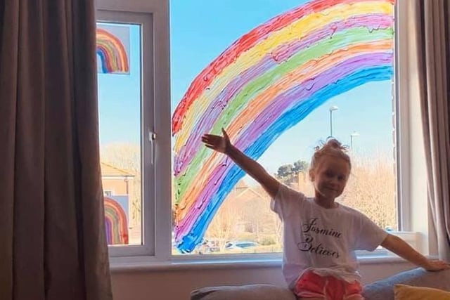 Laura Collingwood shared this picture of Jasmine, seven, with her rainbow