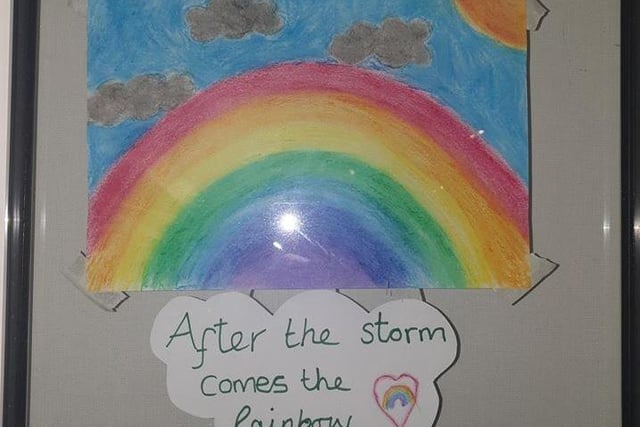 Laura Terry, 37, from East Worthing, drew this rainbow for her children