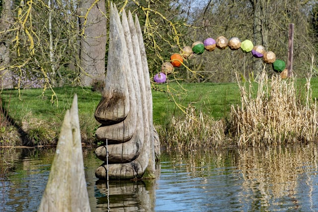 Geoff Harman at Burghley. the water sculptue on the lake.