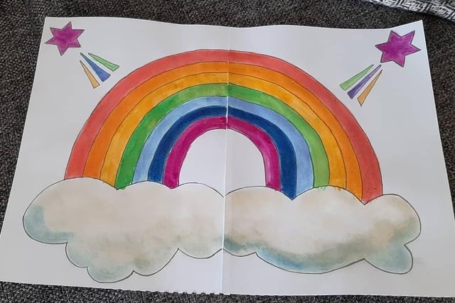 Rainbow contribution from Duncan and Hannah in Mildmay Close PHOTO: Supplied