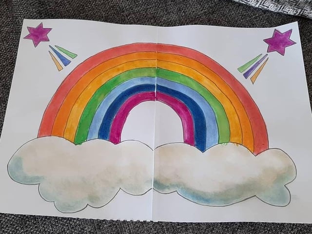 Rainbow contribution from Duncan and Hannah in Mildmay Close PHOTO: Supplied