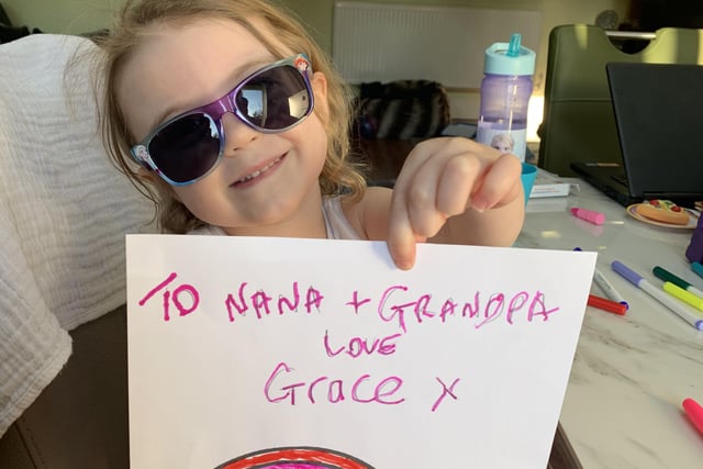Four-year-old Grace did this for her nana and grandpa that are in isolation PHOTO: Supplied