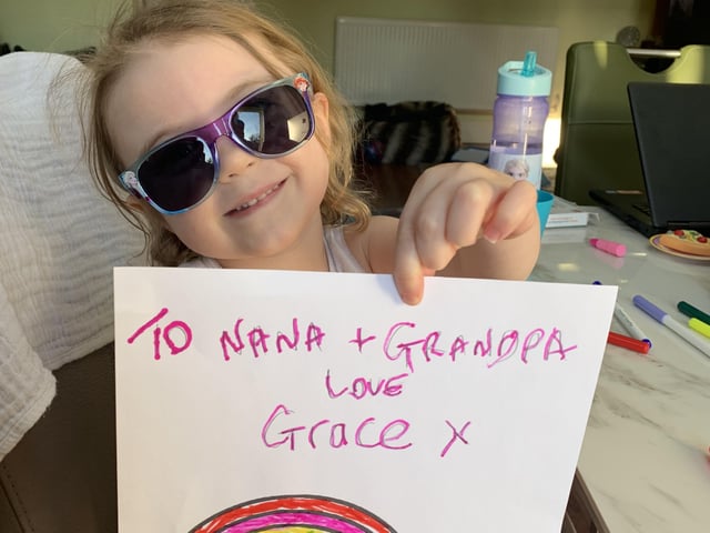 Four-year-old Grace did this for her nana and grandpa that are in isolation PHOTO: Supplied