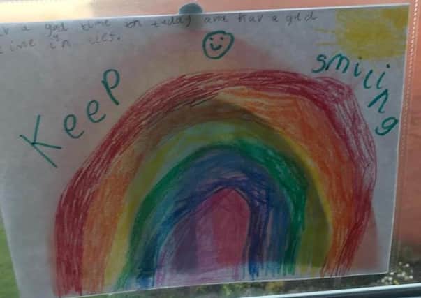 Theo Morgan, 6, drew this rainbow for his nanny who is on her own in isolation PHOTO: Supplied