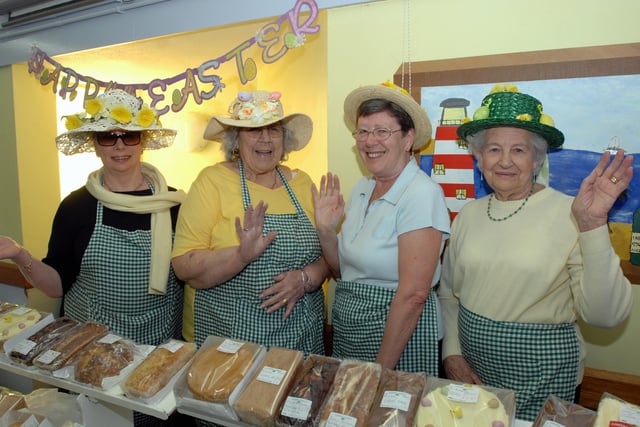 Easter bonnets at Rustington Country Market, from left, Carol Chapman, Deidre Henson, Molly Tavatgis and Olive Donoghue. Picture: Malcolm McCluskey L14032H10
