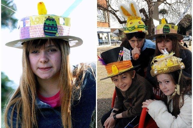 Kay Miles, winner in the 2010 Broadwater Easter bonnet parade, and some of the other entrants. Pictures: Stephen Goodger W14150P10 & W14154P10