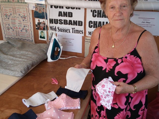 Hassocks resident Judy Tilbury makes face masks during coronavirus pandemic SUS-200704-125129001