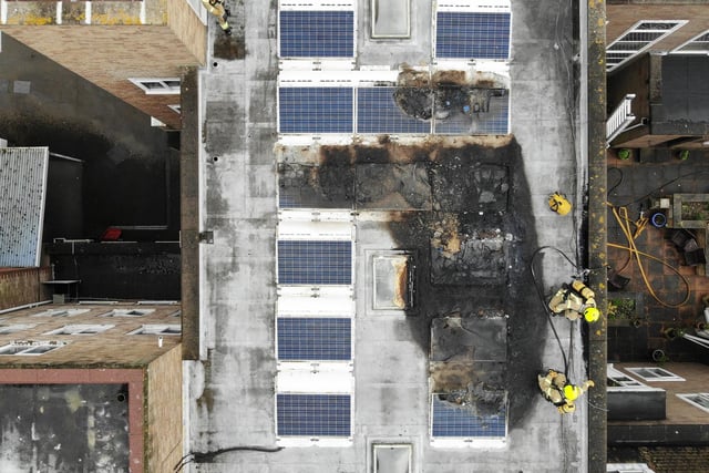 Aerial shots show the starting point of the fire