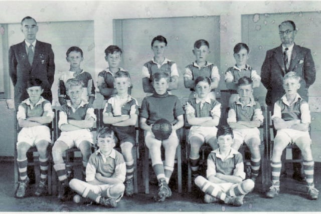 St Andrew's Primary School Football Team 1953/54. sent in by Ray Woolston, Eastbourne. Looking Back.