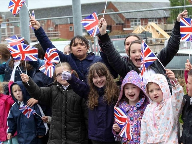 Huge crowds turned out complete with Union Jack flags