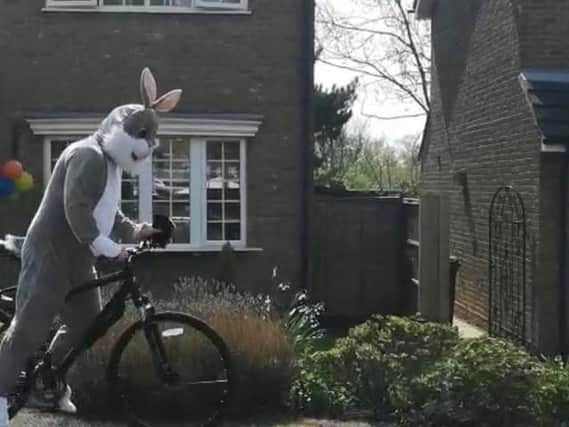 The cycling Easter bunny spread some joy on Sunday (April 12).