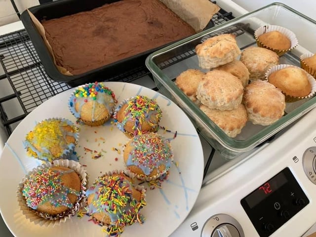 Lisa Reynolds' sons made brownies, cup cakes and scones with their aunties and nanny via Zoom SUS-200414-150327001
