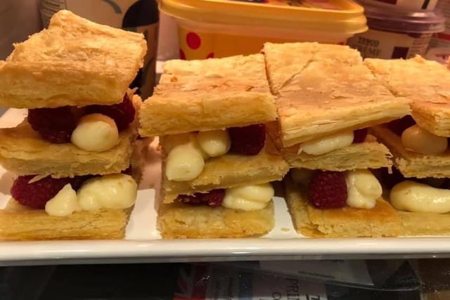 Stacey Bingham's 12 year old daughter Lola made these mille feuille, including making her own puff pastry SUS-200414-150337001