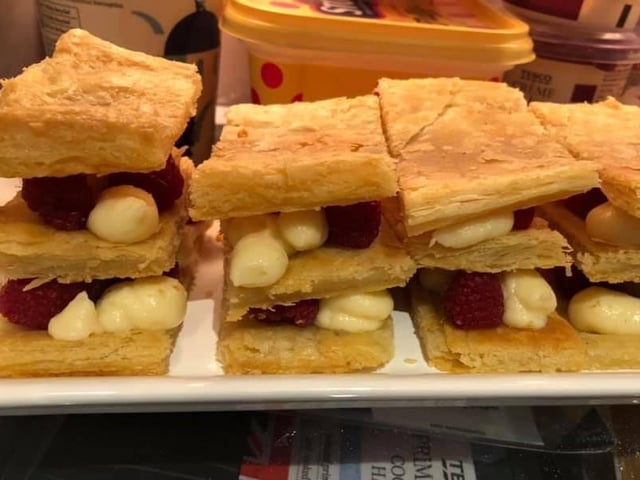 Stacey Bingham's 12 year old daughter Lola made these mille feuille, including making her own puff pastry SUS-200414-150337001
