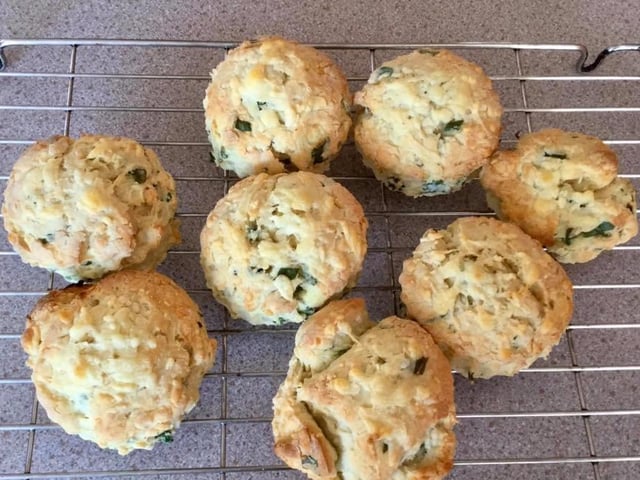 Diana Challen made cheese and wild garlic scones SUS-200414-150215001