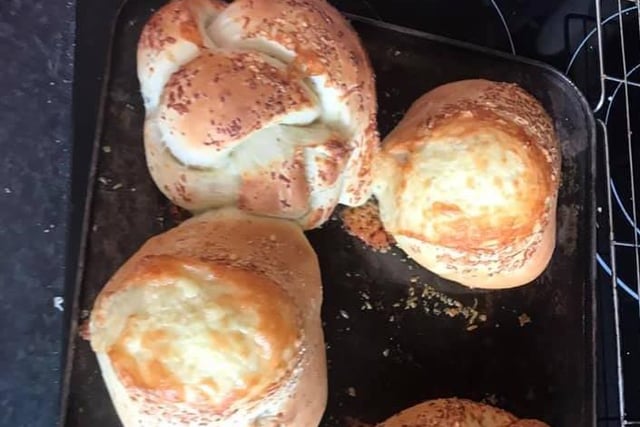 Laura Brown's daughter Amber, 10, made garlic, herb and cheese bread SUS-200414-151212001