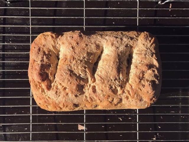 Madeleine Charlotte made her first ever loaf of bread using ingredients provided by South By West Worthing SUS-200414-151232001