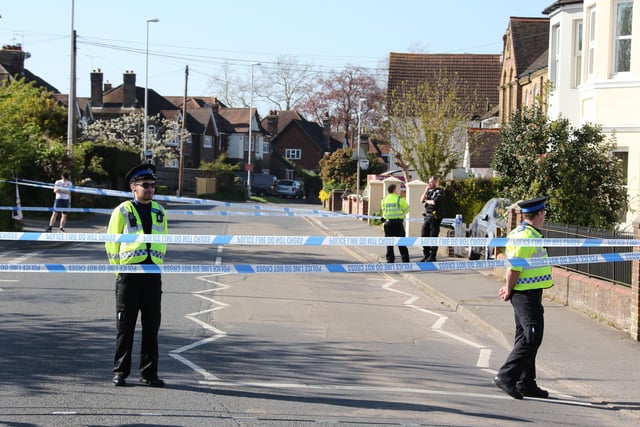 Police at the scene in East Grinstead