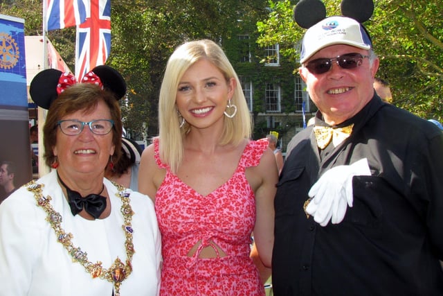 Amy Hart with Worthing mayor Hazel Thorpe and her consort Robin Rogers at Worthing Rotary Carnival 2019. Picture: David Chapman