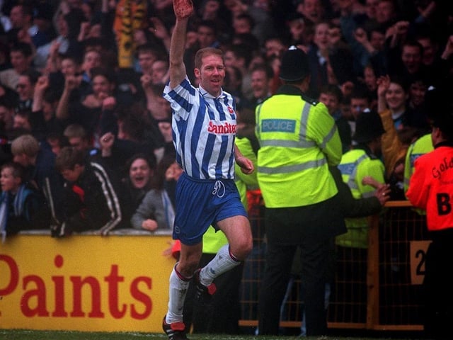 An aggressive centre forward. Was sent-off for in Albion's last match at the Goldstone for fighting man-mountain and former West Brom manager Darren Moore who was playing for Doncaster at the time. Brave or stupid?...you decide.