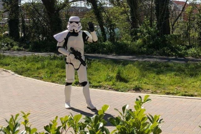 Steve Ragless from Oaksheath Gardens has been bringing a smile to people's faces by wearing his Stormtrooper outfit during his daily walk