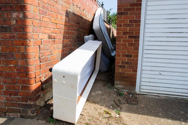 A bed and a mattress in Countess Road, Dallington. Photo: Leila Coker
