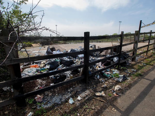 A huge pile of fly-tipped goods in a car park near Sixfields. Photo: Leila Coker