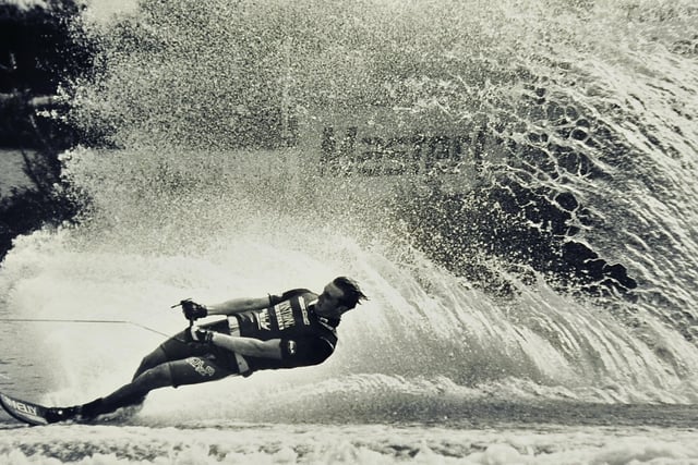 I wanted to get the biggest wall of water photo I could from a water-skiing competition at Tallington and I was happy with the result.