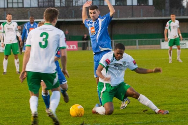 Who's this being fouled and which visiting team are the offenders? / Picture: Tommy McMillan