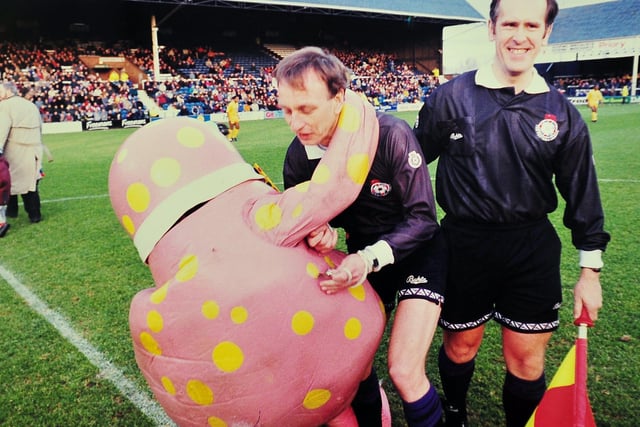 “Mr Blobby from Noel’s House Party annoyed me in the morning by pushing me over a display at the opening of a record store on Bridge Street. He was at a Posh match later that day and asked me what he could do to generate some publicity so I told him to trip the ref up which he did. The ref had no sense of humour and reported him to the FA! I had visions of Blobby dropping me in it and getting me banned.”