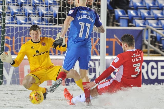 "Another shot from the snow game against Walsall in February, 2018, this one involving Marcus Maddison."