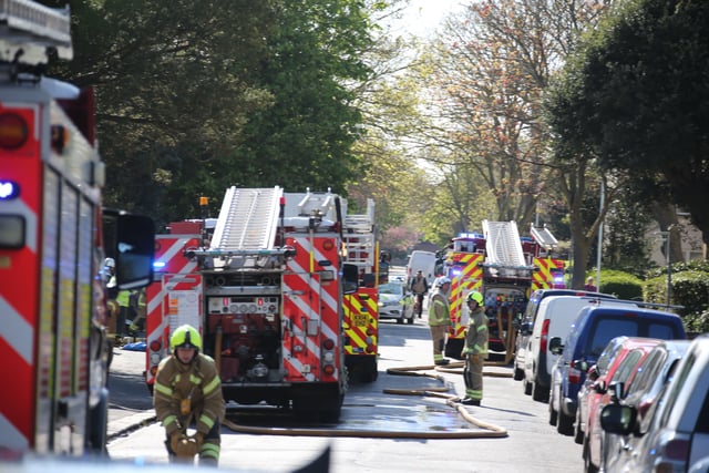 The scene of the fire at Cambourne Court, Shelley Road, Worthing