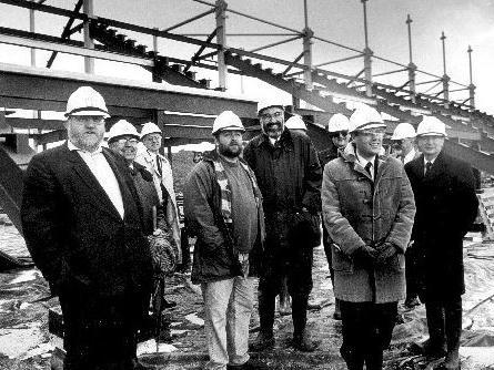 Councillors looking at construction of Sixfields Stadium Northampton, 1994