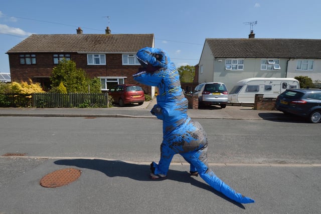 T-Rex Tim on the streets of North Kilworth.