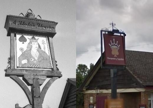 A Queen of Spades card for the pub of the same name in Wellington Road. The sign's frame appears to have a crown and spades on it as well. Picture: JPIMedia